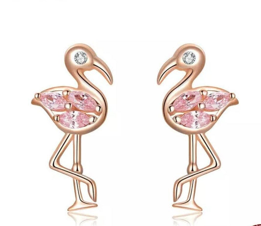 rose gold flamingo earrings