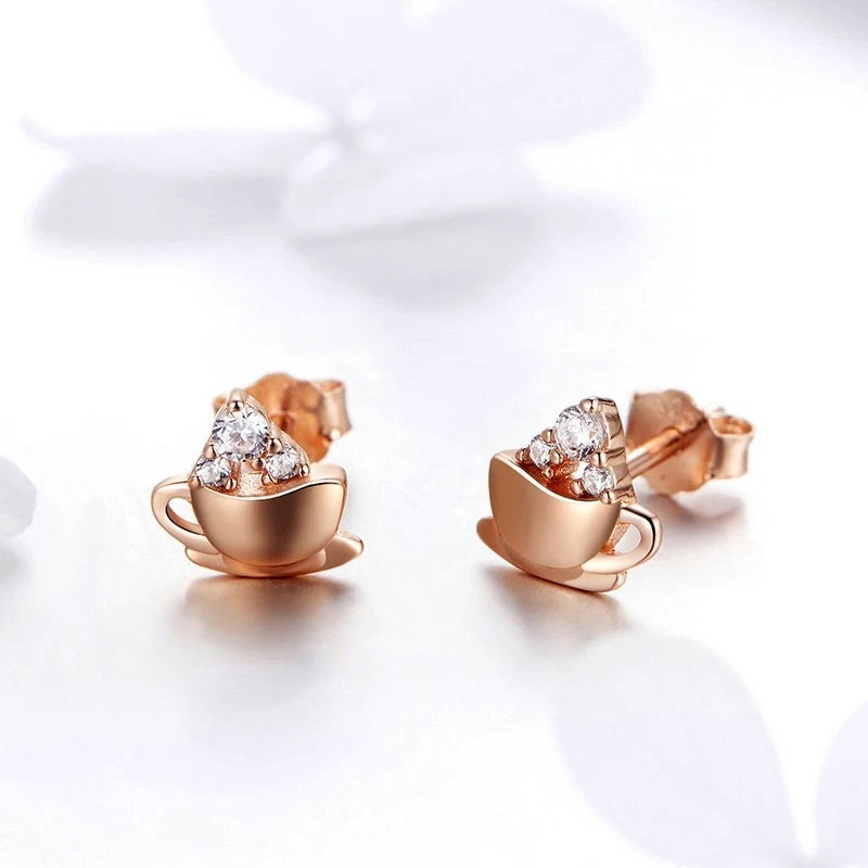 Rose Gold Coffee Cup Earrings