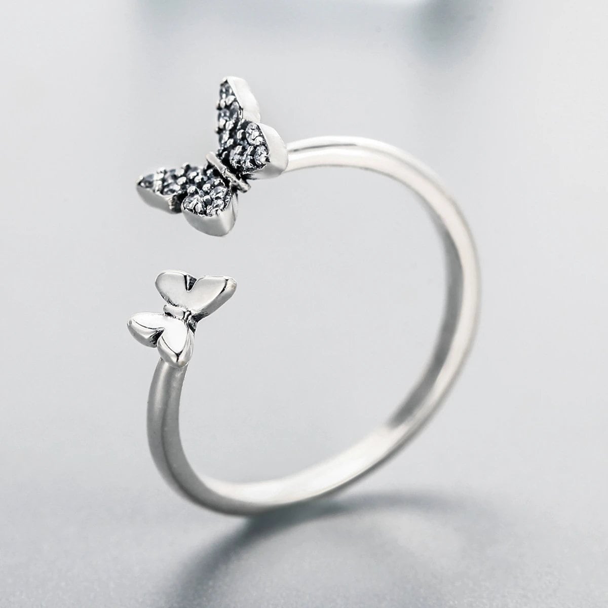 Silver Double Butterfly Ring