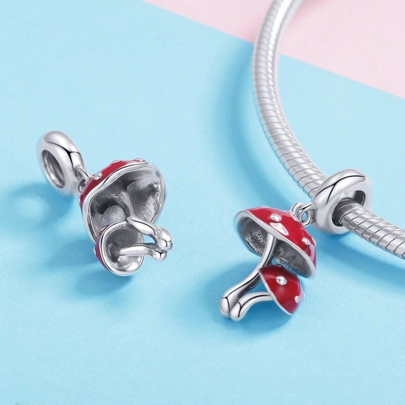 Silver Toadstool Bracelet Charm