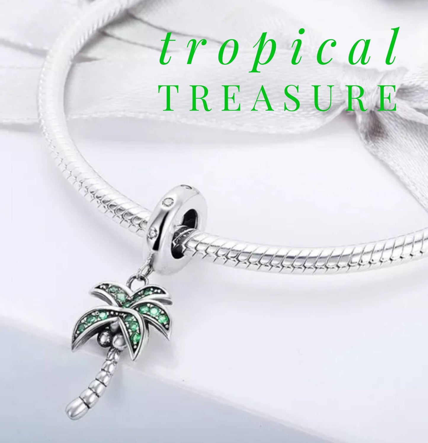 Silver Palm Tree Bracelet Charm