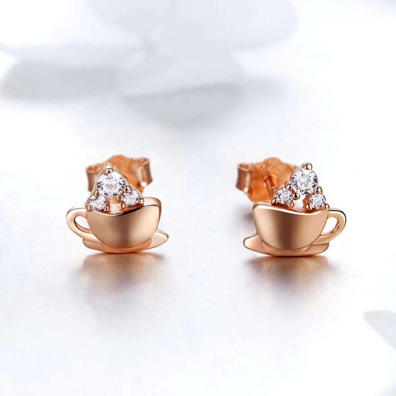 Rose Gold Coffee Cup Earrings