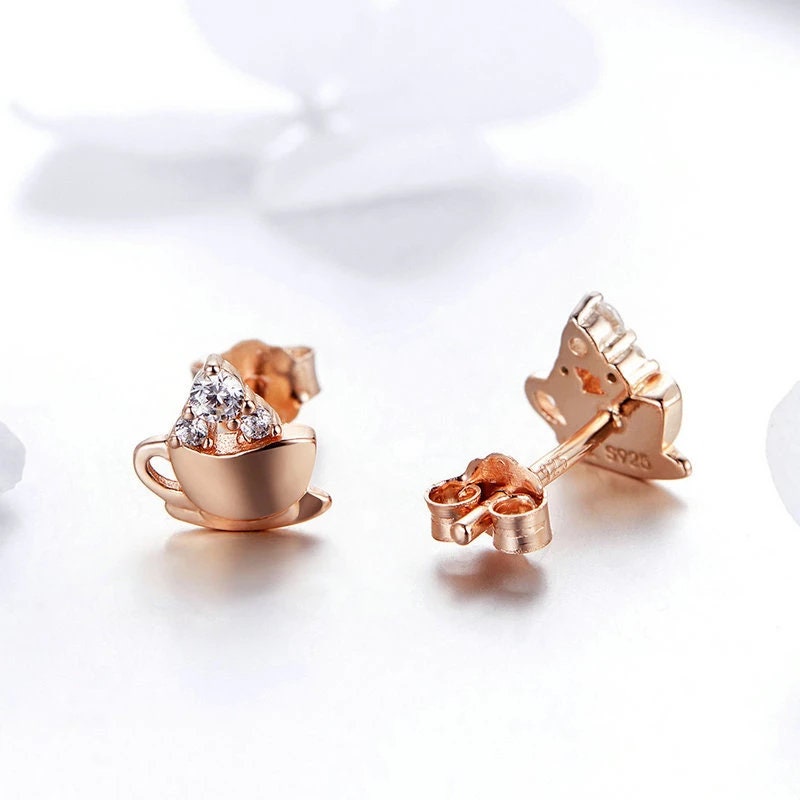 Rose Gold Coffee Cup Earrings