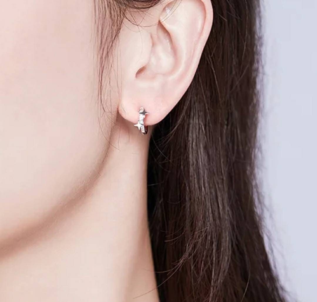 star mini hooped earrings