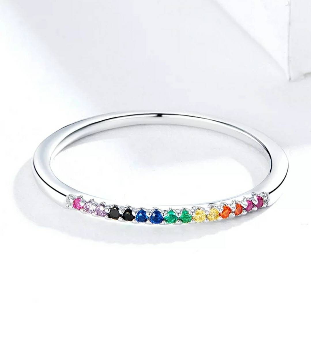 Silver Rainbow Stacker Ring