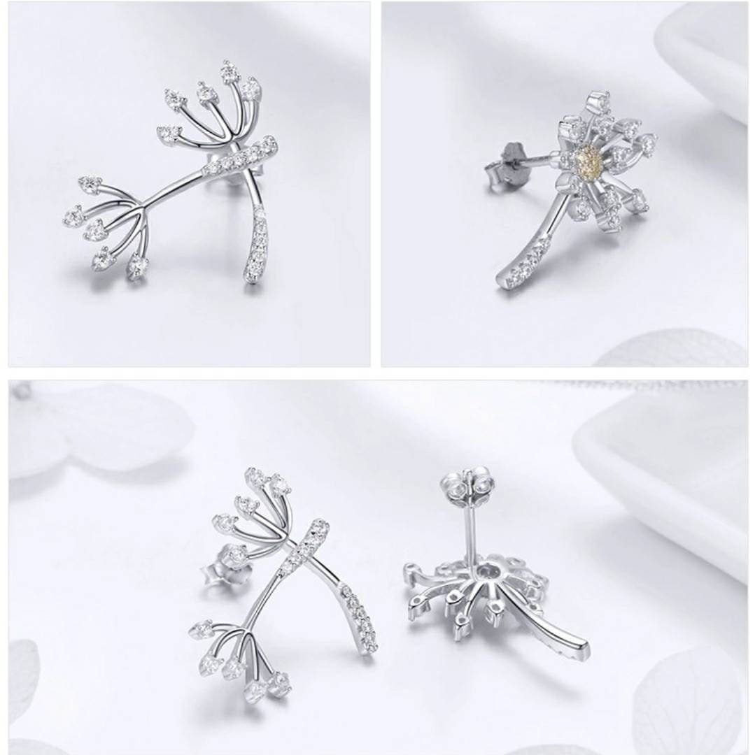 Silver Dandelion Earrings