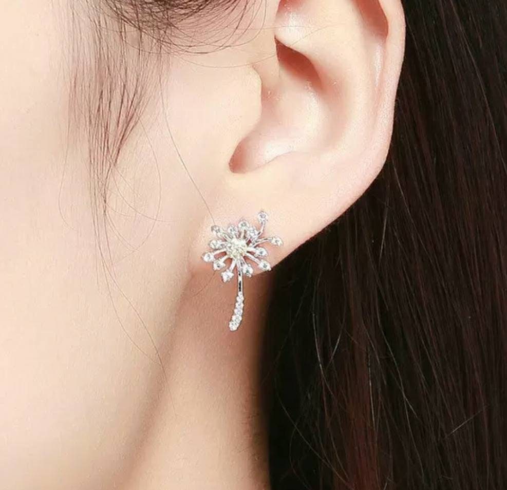 Silver Dandelion Earrings