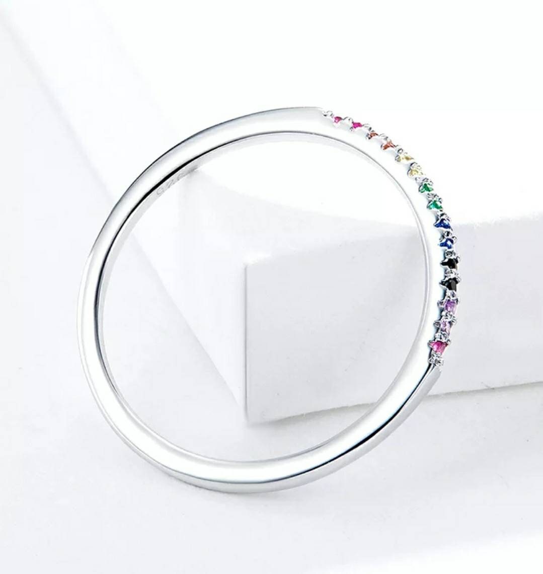 Silver Rainbow Stacker Ring