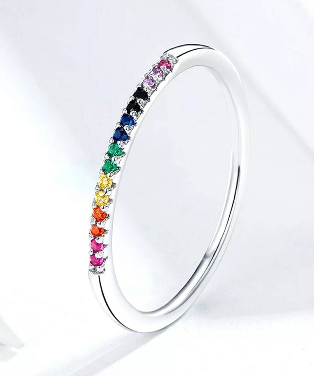 Silver Rainbow Stacker Ring