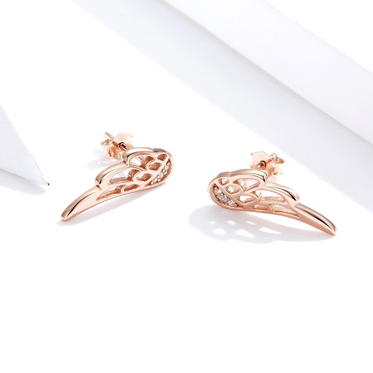 Rose Gold Wing Earrings