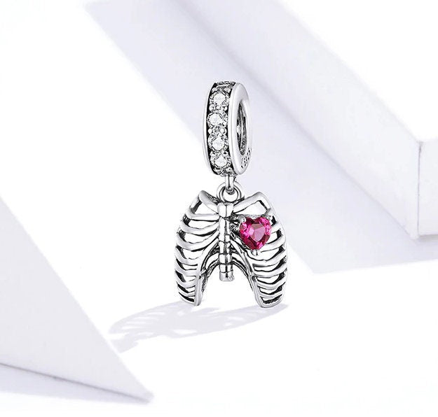 Silver Rib Cage Bracelet Charm