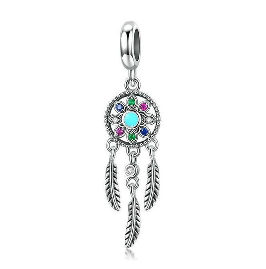 silver dreamcatcher charm