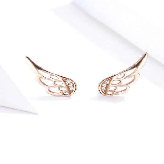 Rose gold wing earrings