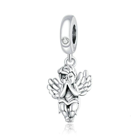 Silver cherub angel bracelet charm