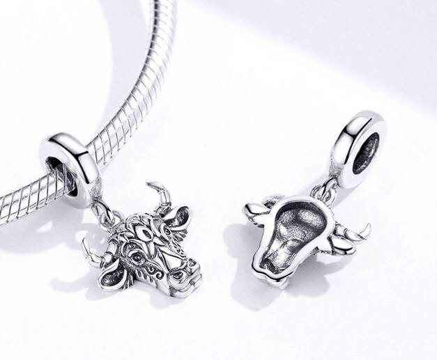 Silver Bull Bracelet Charm