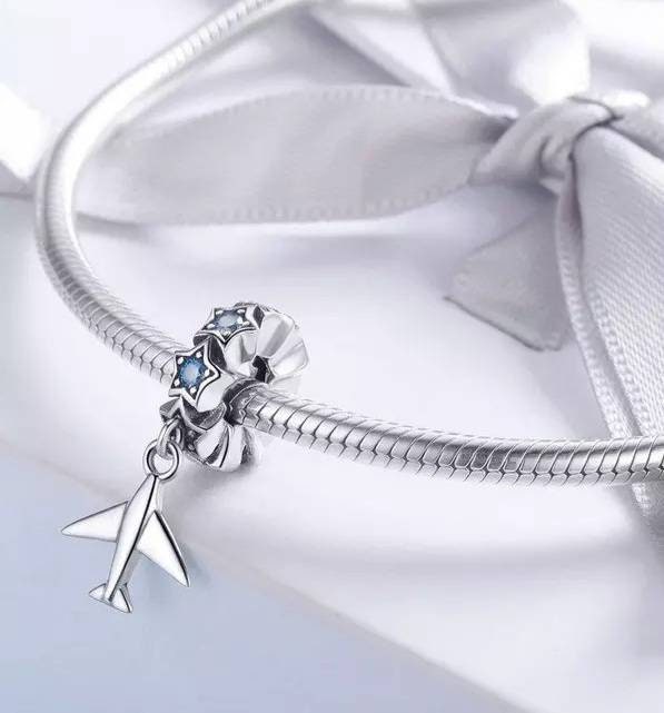Silver Aeroplane Bracelet Charm