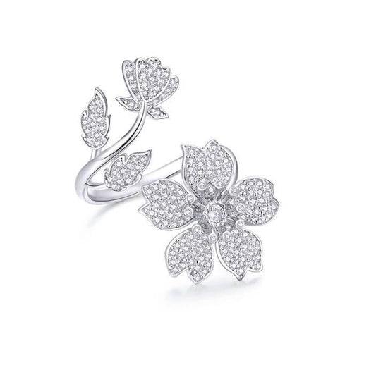 Silver Sakura Flower Ring