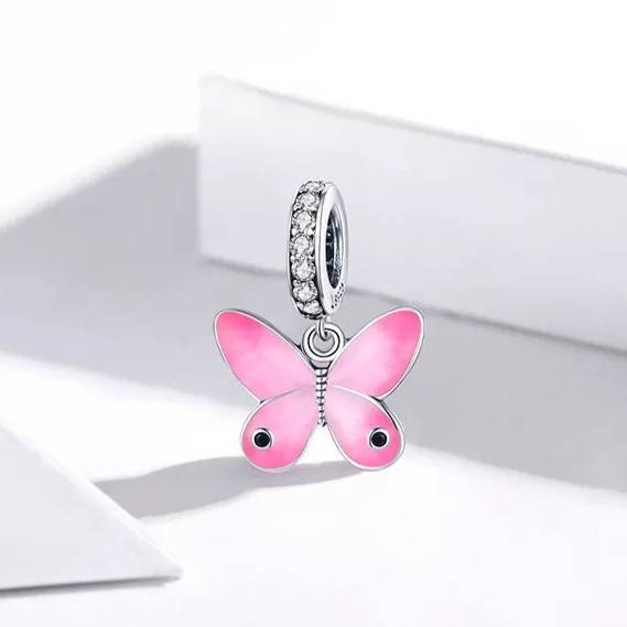Pink Butterfly Bracelet Charm
