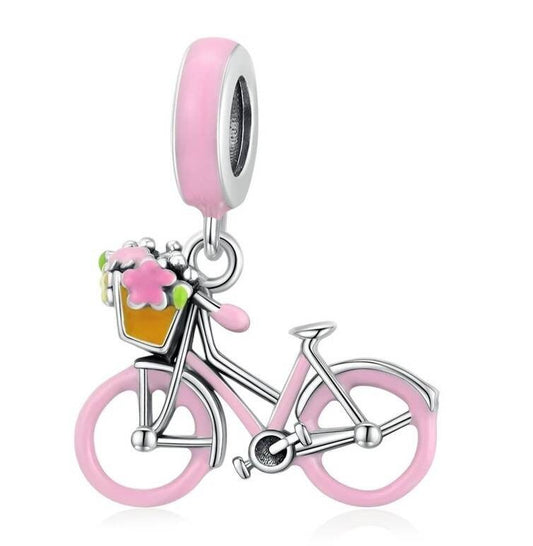 pink bicycle bracelet charm