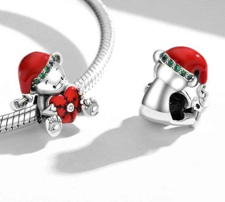 Christmas Teddy Bear Bracelet Charm