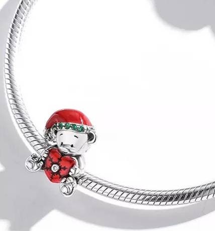 Christmas Teddy Bear Bracelet Charm