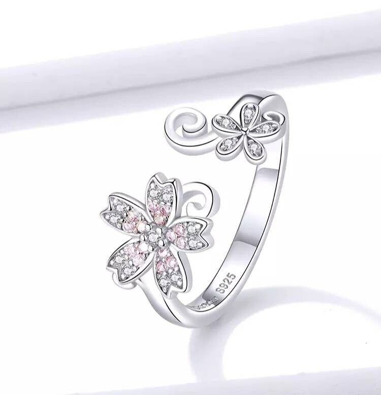 Silver Sakura Cherry Blossom Ring