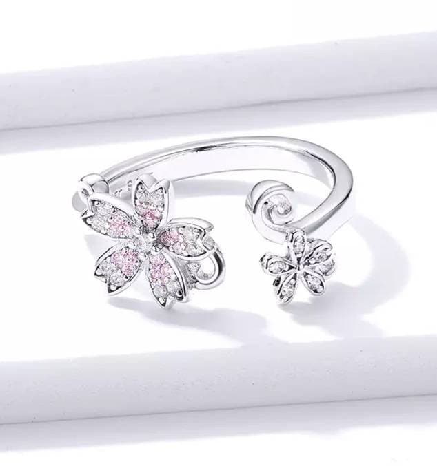 Silver Sakura Cherry Blossom Ring