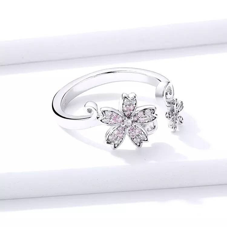 Silver Sakura Cherry Blossom Ring