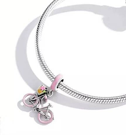 Pink Bicycle Bracelet Charm