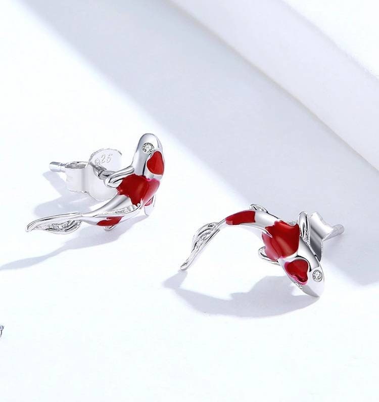 Silver Koi Fish Earrings