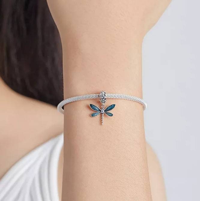 Silver Dragonfly Bracelet Charm