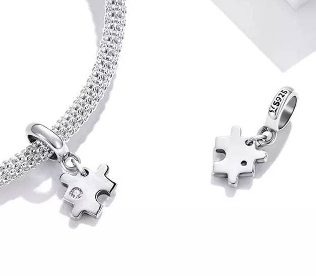 Silver Jigsaw Piece Bracelet Charm