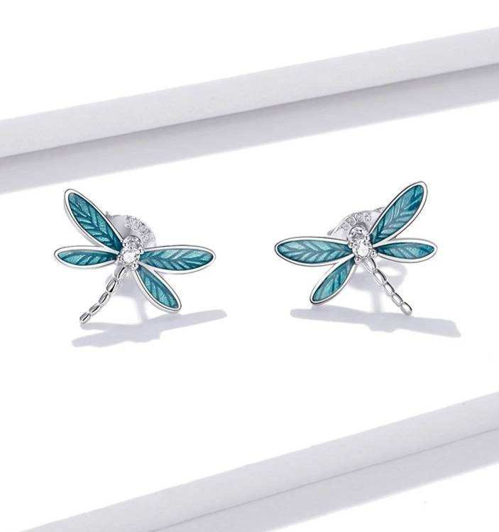 Silver & Turquoise Dragonfly Earrings