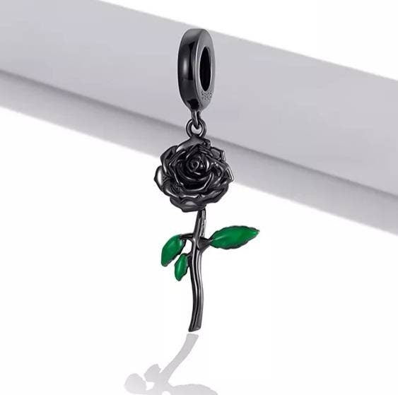 Black Rose Bracelet Charm