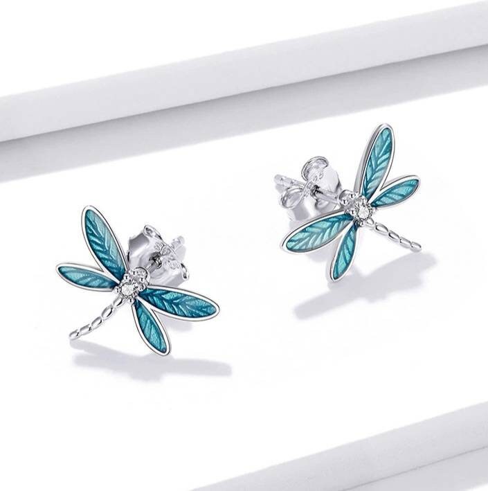 Silver & Turquoise Dragonfly Earrings