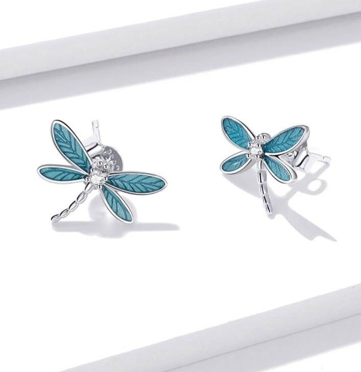 Silver & Turquoise Dragonfly Earrings