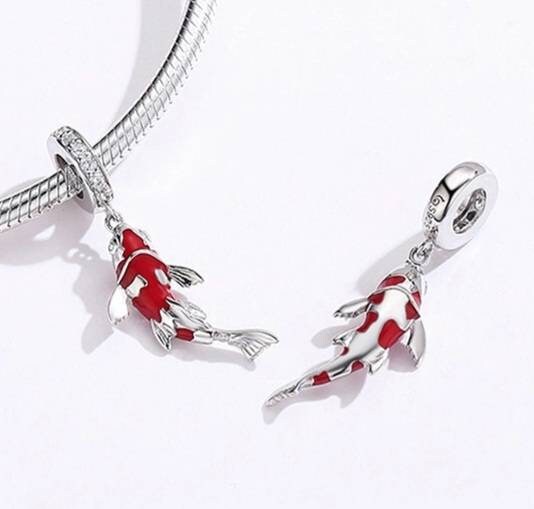 Silver Koi Fish Bracelet Charm