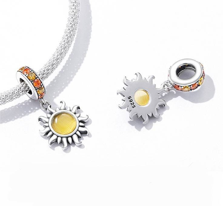 Silver Sun Bracelet Charm