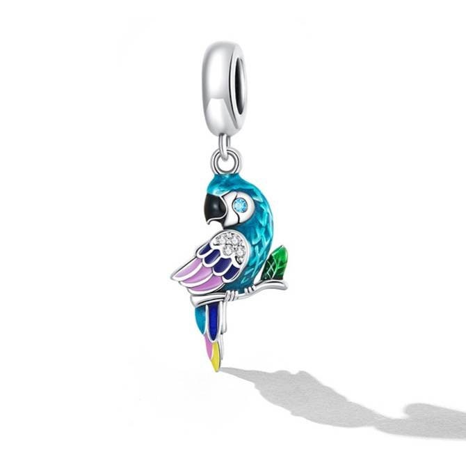 Silver Parrot Bracelet Charm