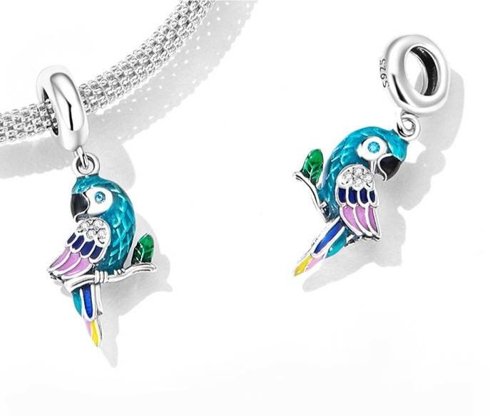 Silver Parrot Bracelet Charm