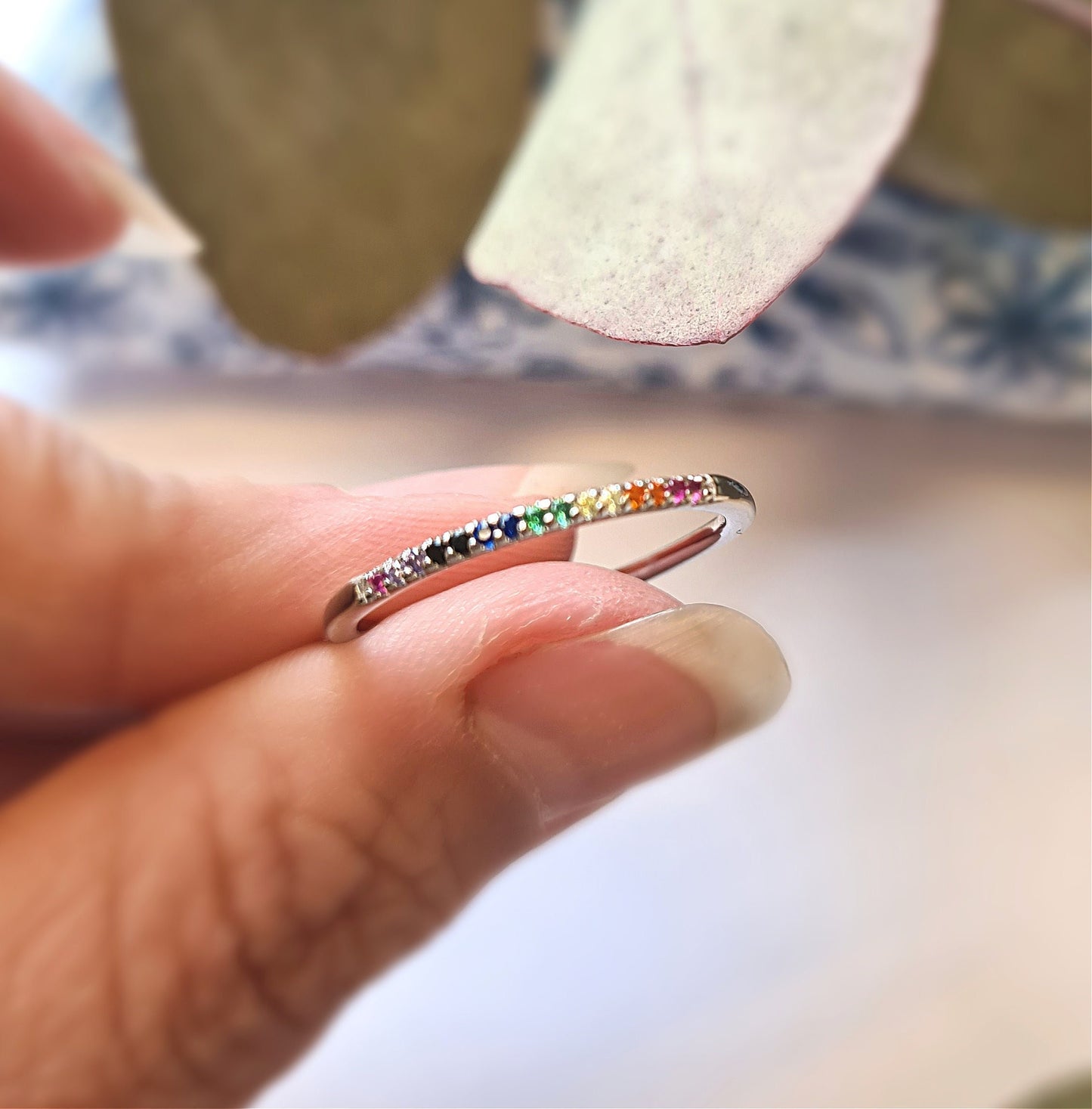 Silver Rainbow Stacker Ring