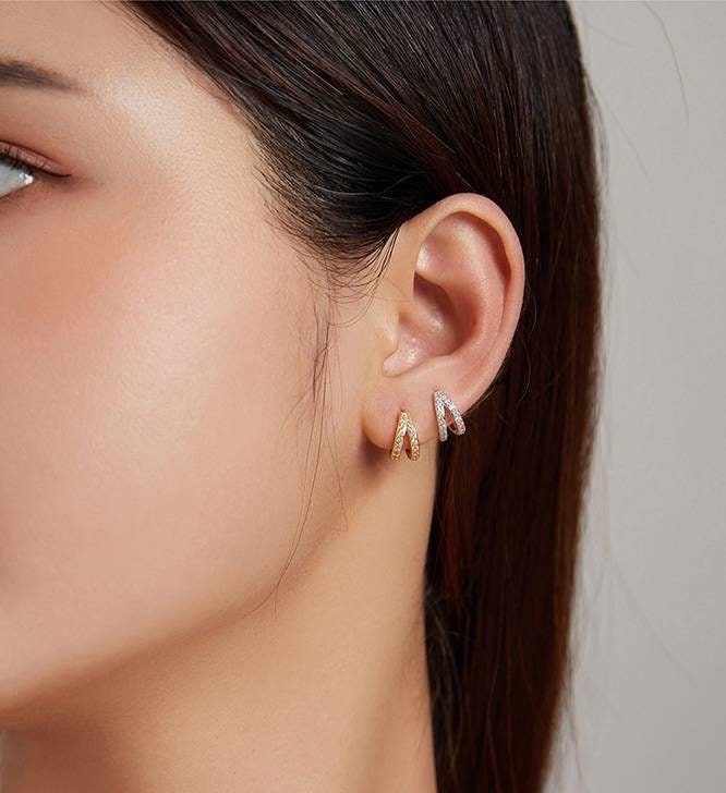 Diamante small hooped earrings