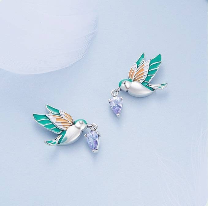 Silver Hummingbird Earrings