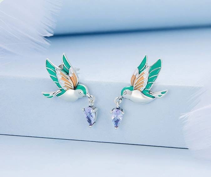 Silver Hummingbird Earrings