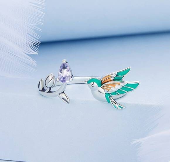 Silver Hummingbird Ring