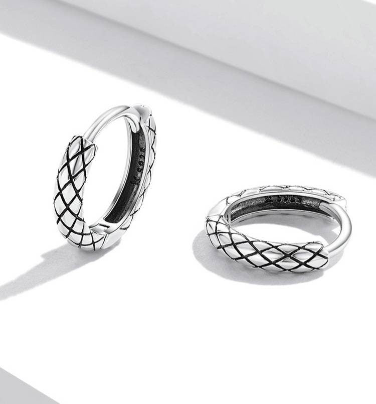 Silver criss cross hoops