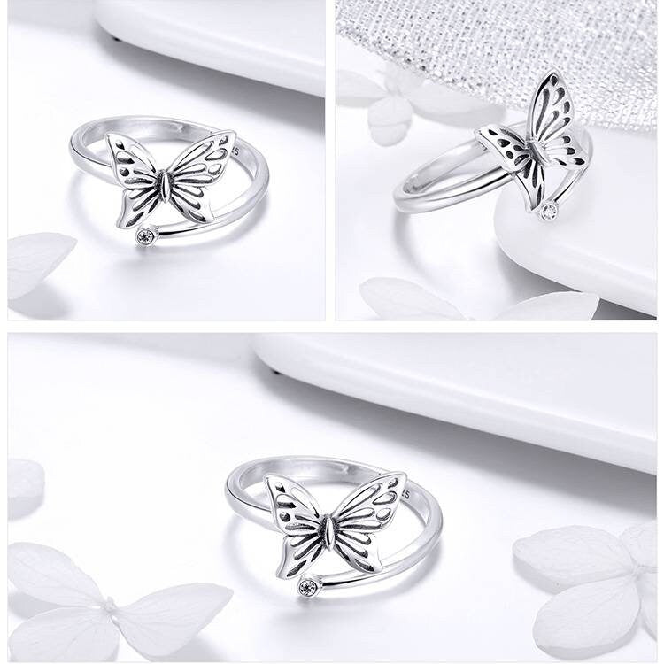 Silver Cut Out Butterfly Ring