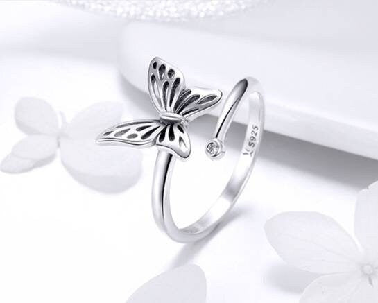 Silver Cut Out Butterfly Ring