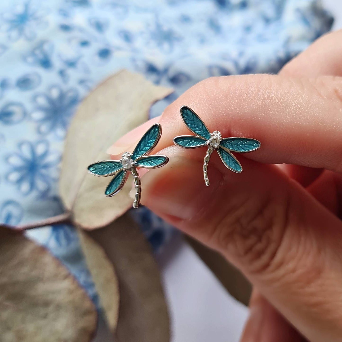 Silver & Turquoise Dragonfly Earrings