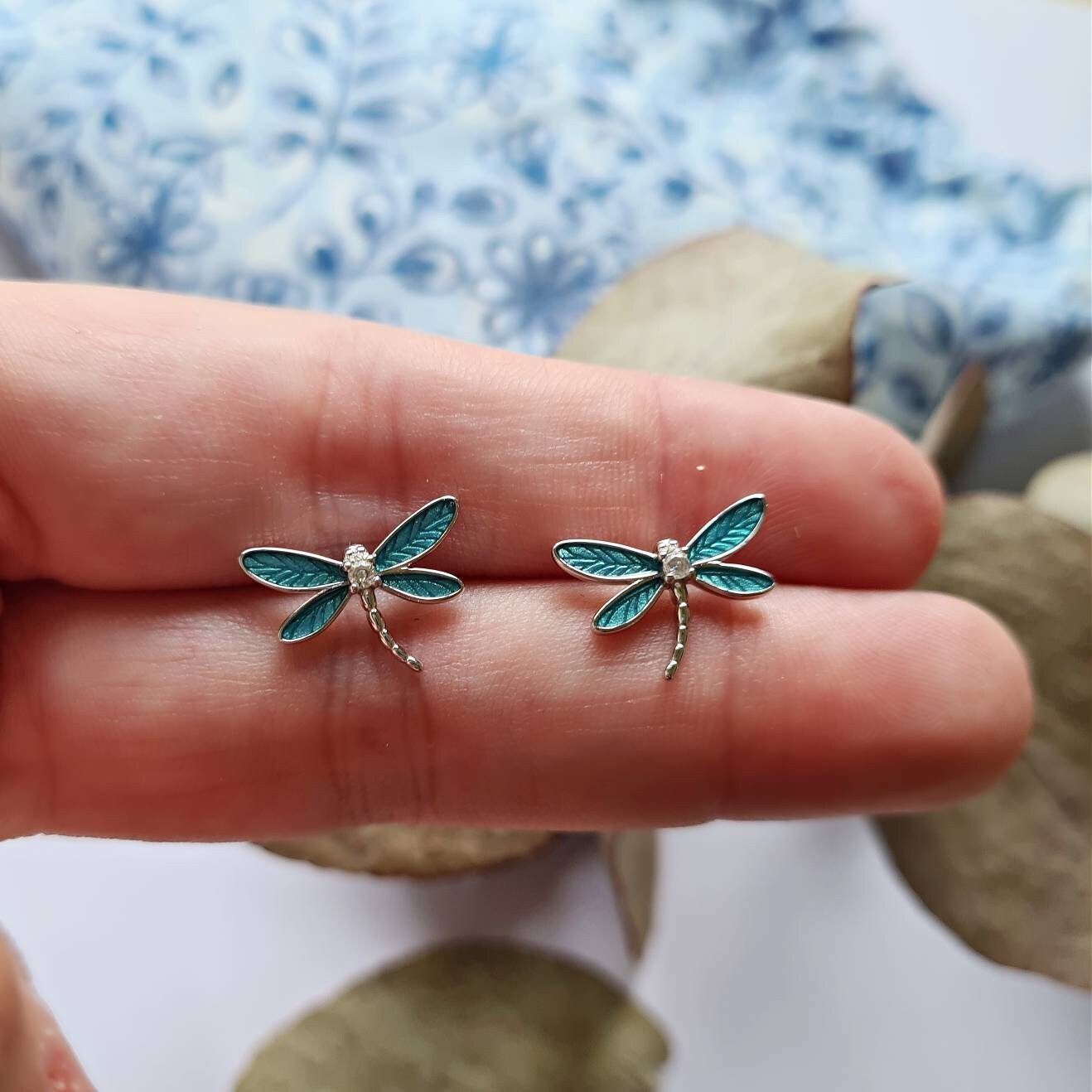 Silver & Turquoise Dragonfly Earrings